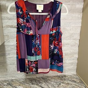 Anthroplogie Maeve Sleeveless Silky Floral Top X-Small